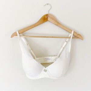 Aerie White Lace Real Power Plunge Push Up Bra 32D
